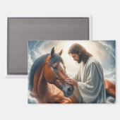 Serene scène van mededogen met Jezus en paard Magneet (Voorkant / Achterkant)
