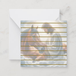 Serene scène van mededogen met Jezus en paard Notitiekaartje