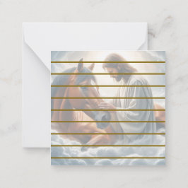 Serene scène van mededogen met Jezus en paard Notitiekaartje
