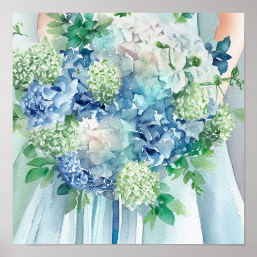 Serene Seafoam, Bruids Cascading Bouquet 1, Poster (Voorkant)
