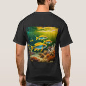 Serene Seahorse Symphony: Een familiedans in de we T-shirt (Achterkant)