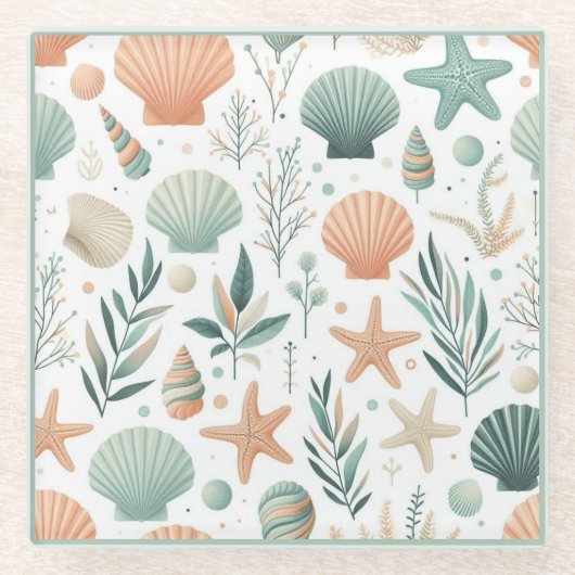 Serene Sealife Glazen Onderzetter (Voorkant)