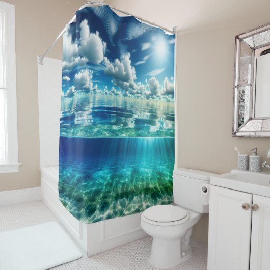 Serene Seascape met Sandy Bottom Douchegordijn (In situ)