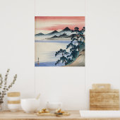 Serene Seascape Sunset  Waterverf Schilderen Poster (Keuken)