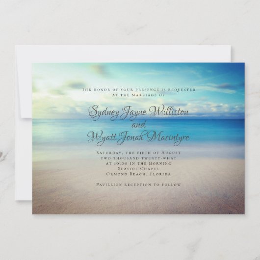 Serene Seaside Marriage Ceremony nodigt Sjabloon u Kaart (Voorkant)