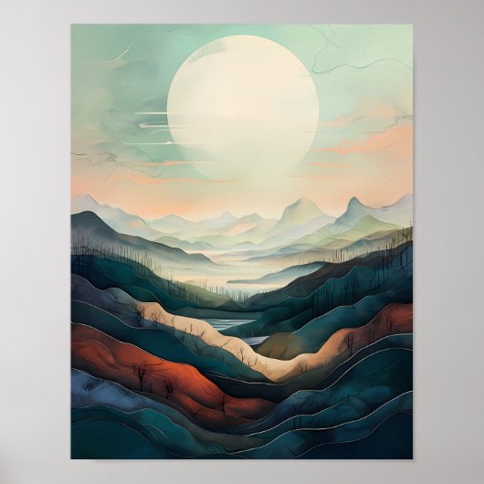 Serene sereniteit: een rustig berglandschap poster (Voorkant)