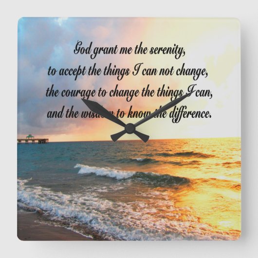 SERENE SERENITY PRAYER SUNRISE FOTO-ONTWERP VIERKANTE KLOK (Voorkant)