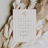 Serene Shell Monogram Coastal Stripes Wedding Kaart