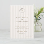 Serene Shell Monogram Kuststrepen Trouwdag Kaart (Staand voorkant)
