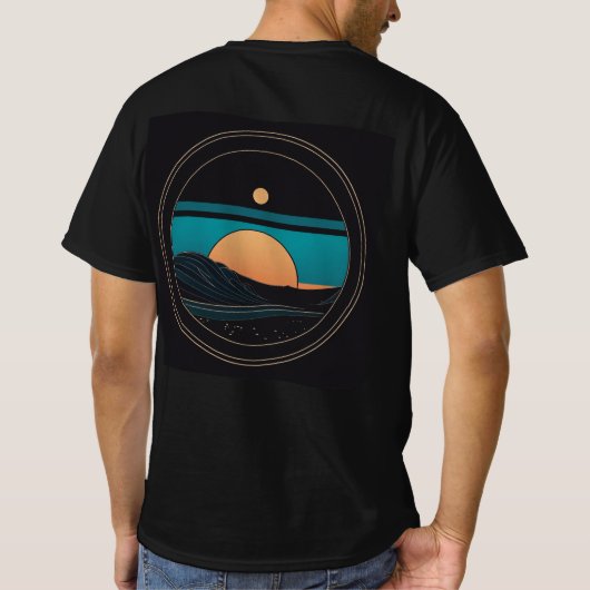 "Serene Shoreline: minimalistisch strand Sticker T T-shirt (Achterkant)
