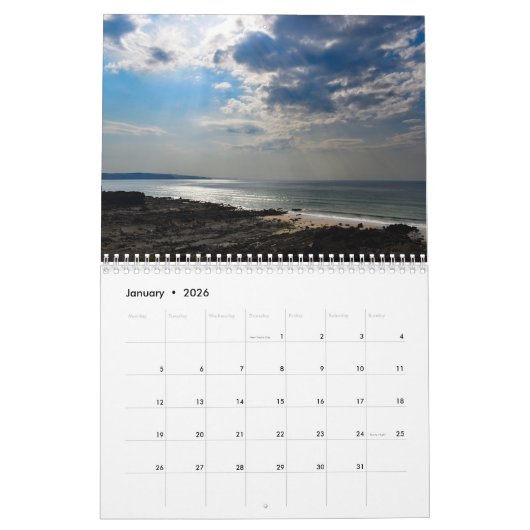 Serene Shores 2025 Kalender met twee pagina's (Jan 2026)