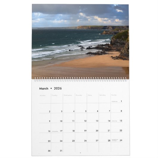 Serene Shores 2025 Kalender twee pagina's groot (Mar 2026)