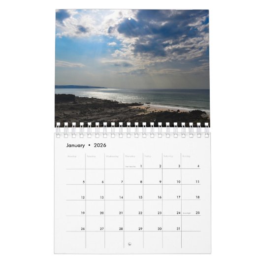 Serene Shores 2025 Kalender van twee pagina's klei (Jan 2026)