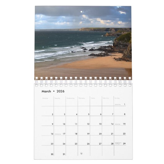 Serene Shores 2025 Kalender van twee pagina's klei (Mar 2026)