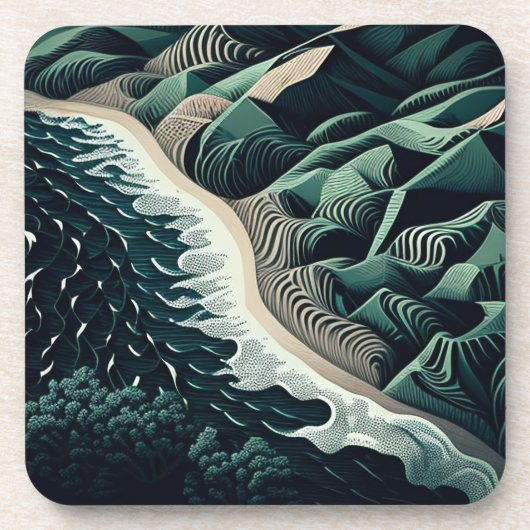 Serene Shores Bier Onderzetter (Voorkant)