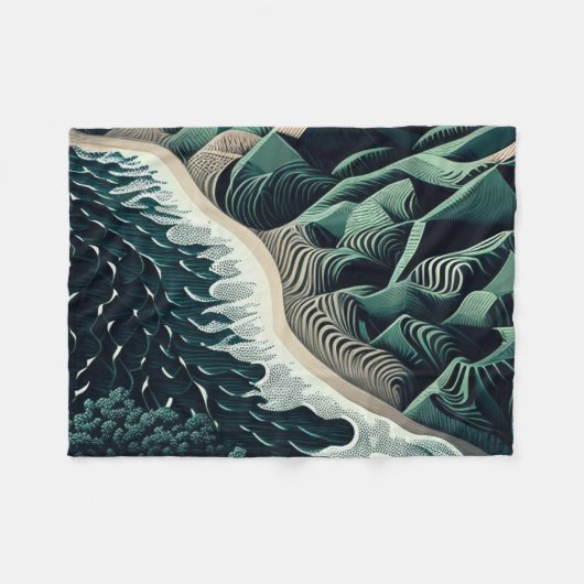 Serene Shores Fleece Deken (Voorkant (Horizontaal))