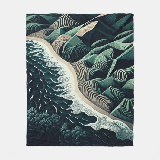 Serene Shores Fleece Deken (Voorkant)