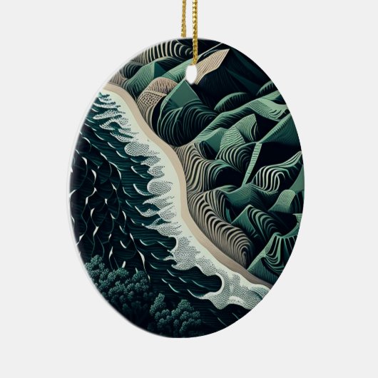 Serene Shores Keramisch Ornament (Rechts)