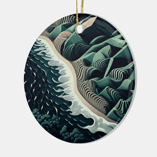 Serene Shores Keramisch Ornament (Links)