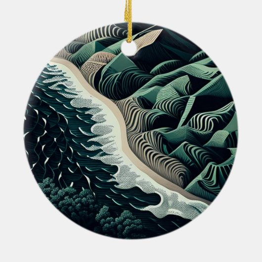 Serene Shores Keramisch Ornament (Achterkant)