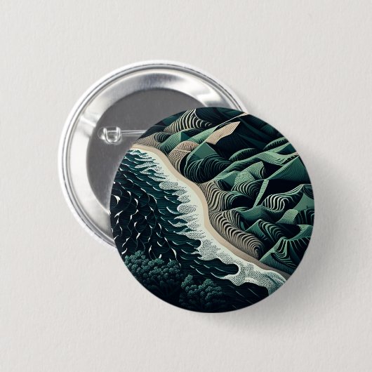 Serene Shores Ronde Button 5,7 Cm (Voorkant /achterkant)
