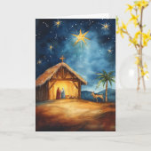 Serene Silent Night Waterverf Kaart (Gele Bloem)