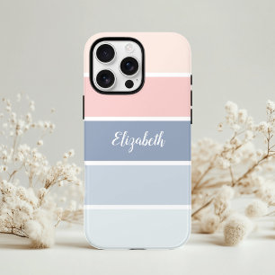 Serene Skies Stofblauw Blush Strepen Persoonlijk Case-Mate iPhone Case