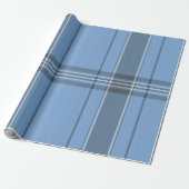 Serene Sky Blue and Slate Winter Tartan Plaid Cadeaupapier (Uitgerold)
