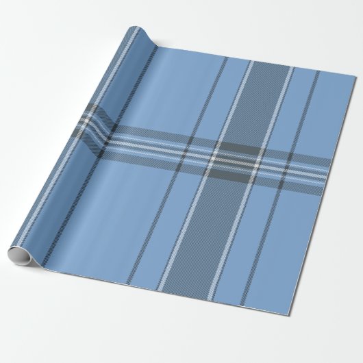 Serene Sky Blue and Slate Winter Tartan Plaid Cadeaupapier (Uitgerold)