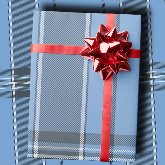 Serene Sky Blue and Slate Winter Tartan Plaid Cadeaupapier