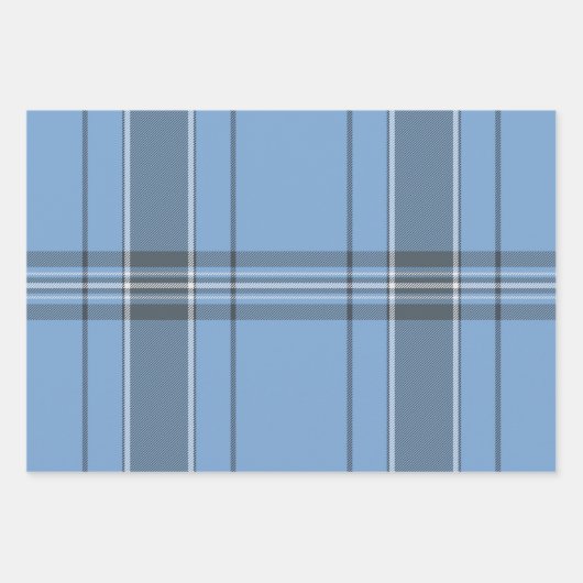 Serene Sky Blue and Slate Winter Tartan Plaid Inpakpapier Vel (Voorkant)