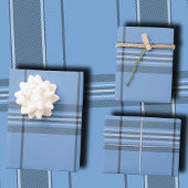 Serene Sky Blue and Slate Winter Tartan Plaid Inpakpapier Vel