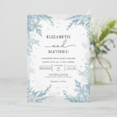 Serene Sky Blue Winter Botanische bruiloft Kaart (Staand voorkant)