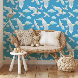 Serene Sky Cockatoos: Waanzinnige vlucht Behang