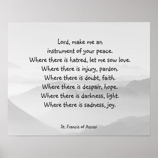 Serene Sky Gray St. Francis Assissi Prayer Poster (Voorkant)
