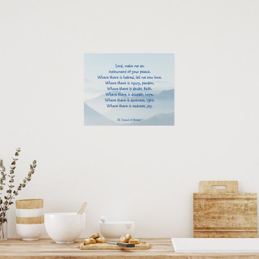 Serene Sky St. Francis Assissi Prayer Poster (Keuken)