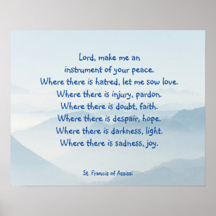 Serene Sky St. Francis Assissi Prayer Poster
