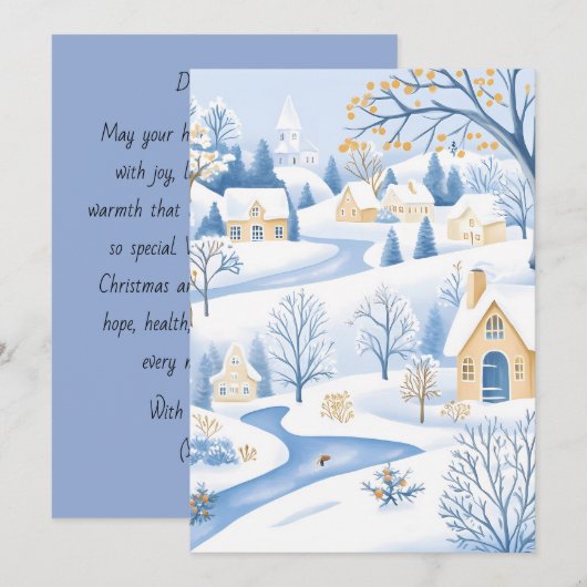 Serene Sneeuwdorpen Vakantiekaart Feestdagenkaart (Voorkant / Achterkant)