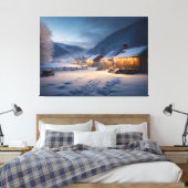 Serene Sneeuwnacht: De stilte van de sneeuwvlokken Canvas Afdruk (Insitu (Slaapkamer))
