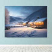 Serene Sneeuwnacht: De stilte van de sneeuwvlokken Canvas Afdruk (Insitu (Houten vloer))