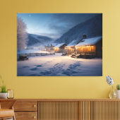 Serene Sneeuwnacht: De stilte van de sneeuwvlokken Canvas Afdruk (Insitu (Woonkamer))