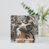 Serene sneeuwval scène rustieke winter fotokaart feestdagenkaart (Staand voorkant)