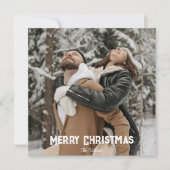 Serene sneeuwval scène rustieke winter fotokaart feestdagenkaart (Voorkant)