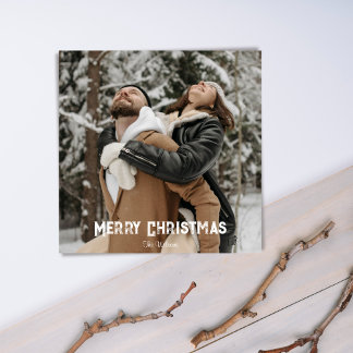 Serene sneeuwval scène rustieke winter fotokaart feestdagenkaart