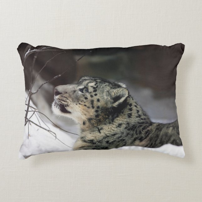 Serene Snow Leopard Accent Kussen (Voorkant)