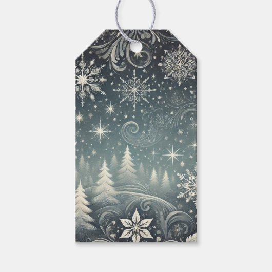 Serene Snowy Forest Gift Labels Cadeaulabel (Voorkant)