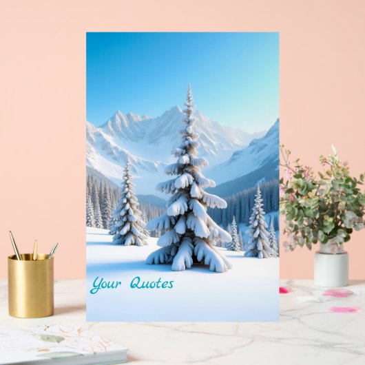 Serene Snowy Mountain Landscape & Winter Pine Tree Acryl Bord (Huwelijk)