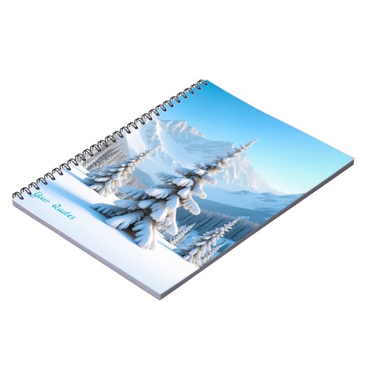 Serene Snowy Mountain Landscape & Winter Pine Tree Notitieboek (Linkerzijde)