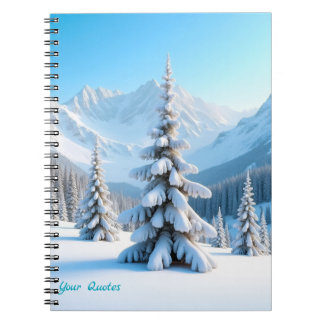 Serene Snowy Mountain Landscape & Winter Pine Tree Notitieboek