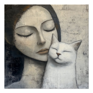Serene Snuggle - Poster voor katten en vrouwen